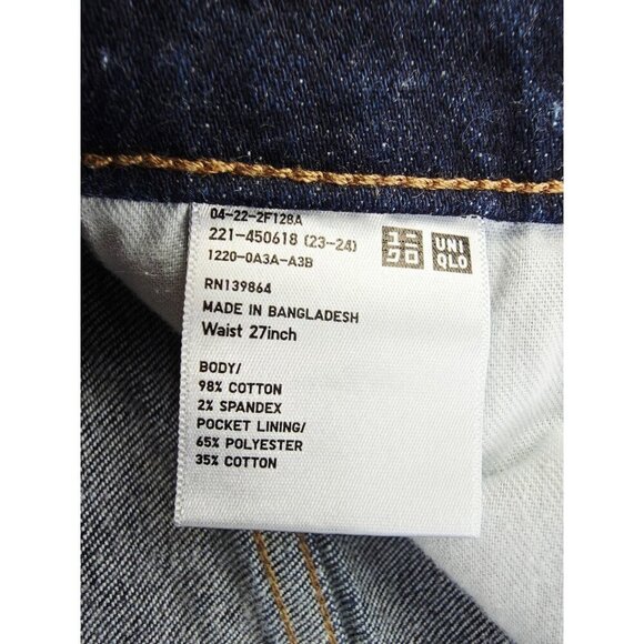 Uniqlo Size 27X29 Womens Flared Slim High Rise Kaihara Blue Denim 5 Pocket Jeans - Picture 6 of 12
